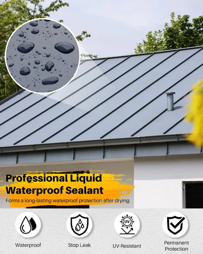 Vista 5 de Pintura de poliuretano impermeable negra, 1 galón, revestimiento sellador impermeable para techos planos y metálicos, fundaciones, concretos