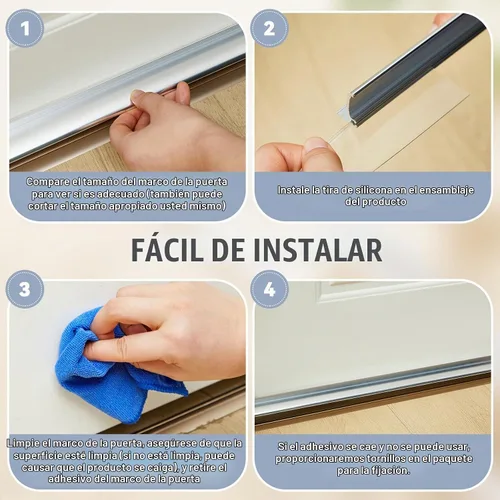 Vista 4 de Hicarer 2 sellos inferiores de puerta de ducha de 25 pulgadas para puerta Plateado