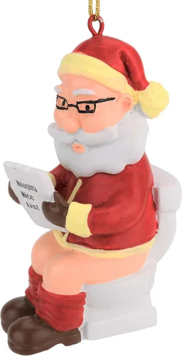 Vista 3 de Tree Buddees Adornos de Navidad inapropiados de Papá Noel en el trono