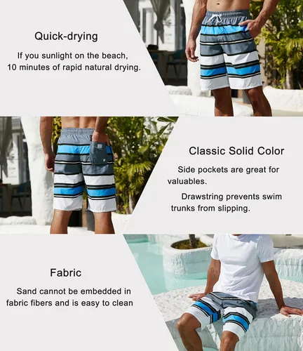 Vista 4 de SILKWORLD Men's Swim Trunks Quick Dry Swimsuit Shorts with Pockets