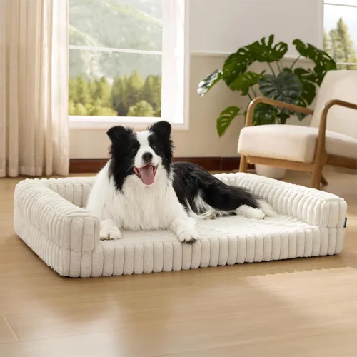 Vista 29 de Bedsure - Cama ortopédica para perros pequeños, cama impermeable de espuma viscoelástica con lados, sofá de espuma de nido de abeja para perros