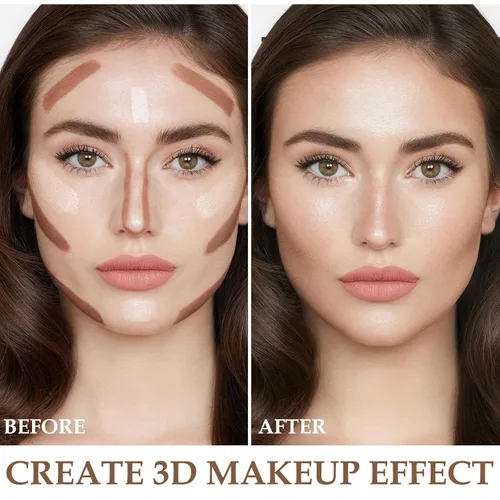 Vista 6 de Boobeen Crema de contorno en barra bronceadora líquida e iluminador de maquillaje facial, lápiz de resaltado y contorno cremoso, corrector cremoso