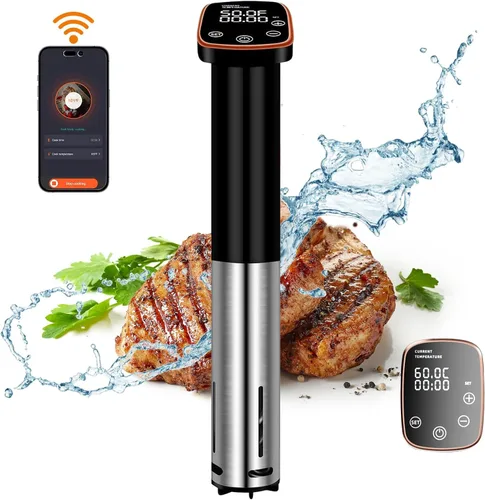 Vista 12 de Olla Sous Vide de 1100 W para carne perfecta y pollo tierno circulador de inmersión ultra silencioso con control táctil preciso y temporizador