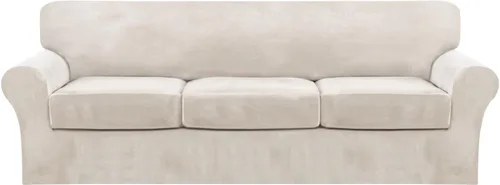 Vista 37 de FantasDecor Fundas de terciopelo para sofá de 2 piezas para sala, con cojín individual, protector elástico de muebles para mascotas, lavable a Negro