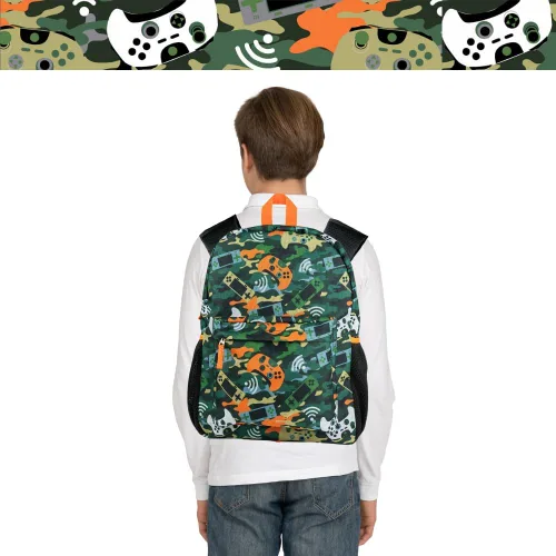 Vista 7 de RALME Mochila para niños, 16 pulgadas, Multi, Camo Gaming