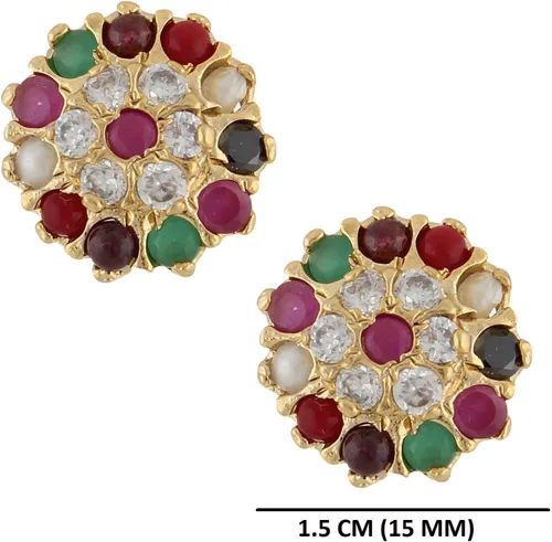 Vista 5 de Efulgenz Indian Earrings for Women Indian Bollywood Designer Traditional CZ Stud Earrings Jewelry for Women and Girls Christmas Gifts for Women