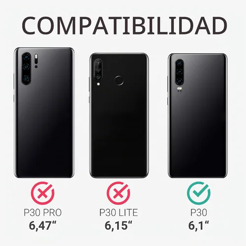 Vista 6 de kwmobile Funda compatible con Huawei P30 - Funda de silicona TPU con acabado suave - Negro