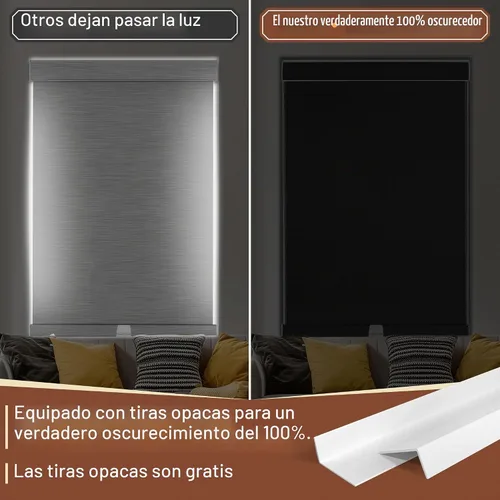 Vista 4 de BERISSA Persianas enrollables dobles inalámbricas con cenefa de cassette, persianas de doble ventana opacas y filtrantes de luz, persianas