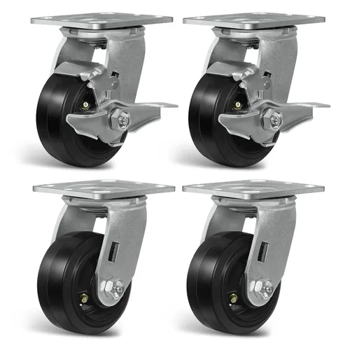 Vista 12 de Ruedas resistentes de 4 pulgadas, ruedas industriales de placa con rueda de goma, utilizadas para carrito de herramientas, plataforma, camión