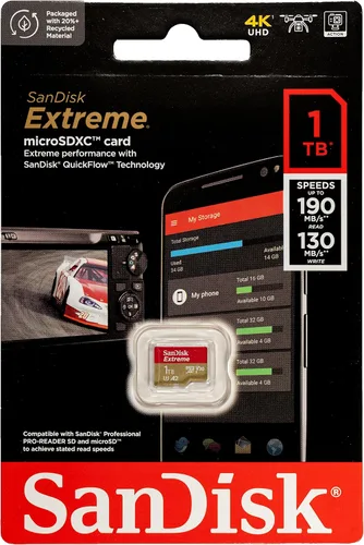 Vista 2 de SanDisk Micro 1TB Extreme Memory Card funciona con GoPro Action Camera Hero 12 Negro (SDSQXAV-1T00-GN6MN) V30 A2 UHS-I U3 Clase 10 Bundle con 1