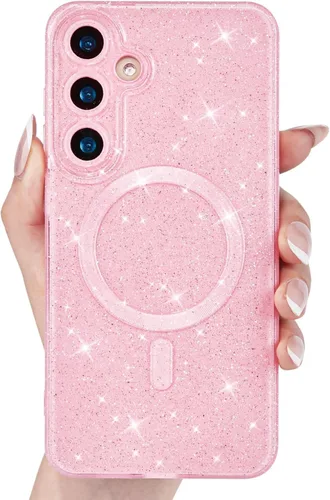 Vista 40 de Svanove Funda magnética con purpurina para Samsung Galaxy S22, compatible con Magsafe Cute, brillante, brillante, estética, dura y brillante