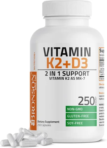 Vista 11 de Bronson Suplemento de Vitamina K2 D3 (MK7) Fórmula No-GMO Vitamina D3 5000IU (125 mcg) y 90 mcg K2 MK-7, Complejo D y K Fácil de Tragar, 60 Cápsulas