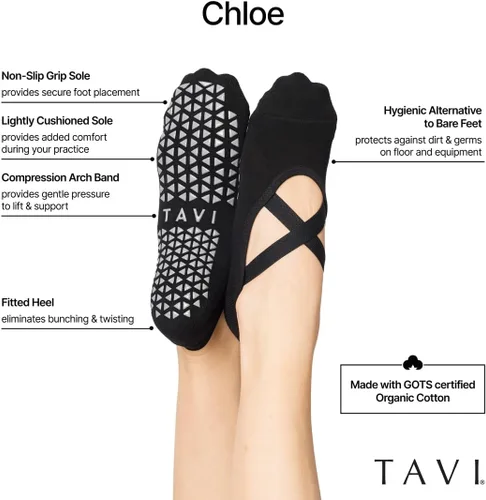 Vista 2 de TAVI NOIR Chloe Fashion - Calcetines de agarre antideslizantes para mujer, para yoga, pilates y barra con soporte antideslizante