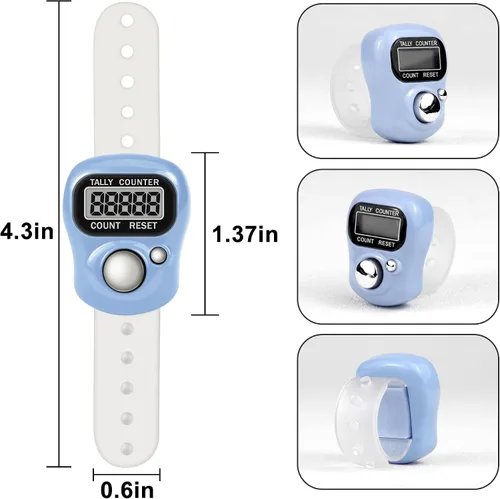 Vista 3 de Contador electrónico de dedo con pantalla LCD de 5 dígitos para hacer punto, regazo, contador de mercancías, golf