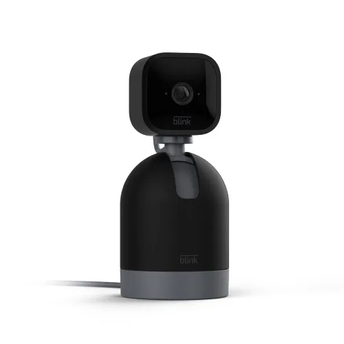 Vista 2 de Cámara Blink Mini con paneo e inclinación (modelo más reciente), Cámara de seguridad, enchufable y giratoria para interiores, audio bidireccional