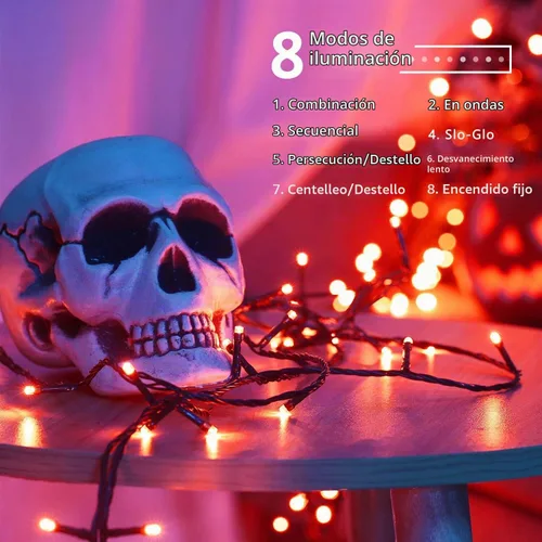 Vista 3 de BrizLabs Guirnalda de luces de Halloween, 240 luces LED naranja conectables