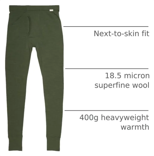 Vista 4 de MERIWOOL Pantalones térmicos de 100 % lana merina, 100 % lana merina, 14.11 oz Verde militar