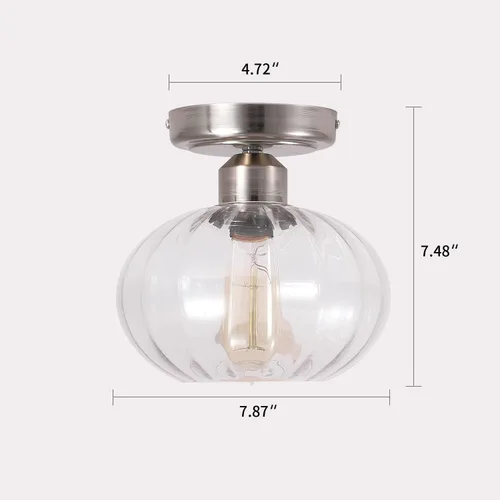 Vista 4 de Fivess Lighting Lámpara de Techo Empotrada Moderna de Vidrio, Accesorio de Iluminación con Pantalla de Vidrio Transparente, Montaje Semi-Empotrado
