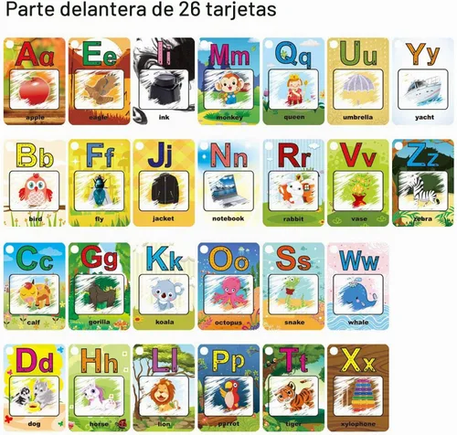 Vista 2 de Pizarra mágica coolplay, para dibujar, pintar, escribir, con tarjetas y bolígrafo, tarjetas para salpicar, 26 alfabeto.