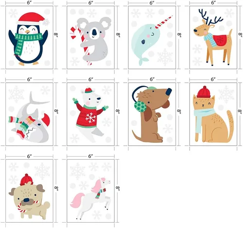 Vista 4 de Paper Riot Co. Calcomanías de pared de animales de nieve, lindos personajes, Navidad, vacaciones, adhesivo extraíble para aula, habitación de niños