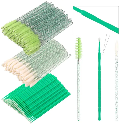 Vista 17 de Kit de suministros para extensión de pestañas de 300 piezas, cepillos desechables para pestañas, micro hisopos, varitas para máscara, cepillos