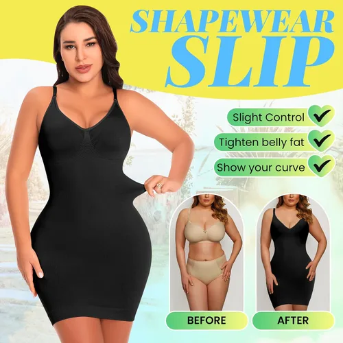 Vista 3 de Women's Shapewear Slips for Under Dresses Shapewear Full Dress Slips Tummy Control Body Shaper Full Slips Seamless