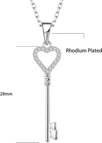 Vista 2 de Aprila Collar de plata de ley 925 con colgante de corazón con circonita cúbica, regalo de joyería para madre, abuela, niña, nieta, novia