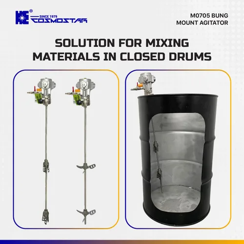 Vista 4 de COSMOSTAR Agitador neumático de 55 galones 1/8HP Bung Mount Tanque Mezclador de tambor Mezclador neumático de soporte, soporte de máquina