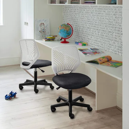 Vista 2 de Topeakmart - Silla de escritorio pequeña sin brazos, altura giratoria ajustable, color gris oscuro