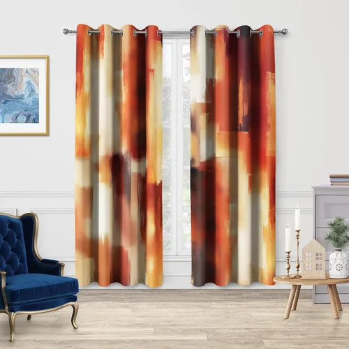 Vista 2 de Aimego Cortinas opacas abstractas con ojales para ventana, para el hogar, dormitorio, sala de estar, 2 paneles (42 x 54 pulgadas)