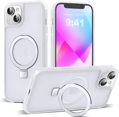 Vista 168 de SKYLMW - Funda compatible con iPhone 11 de 6.1 pulgadas, con soporte magnético invisible tipo anillo, funda translúcida de grado militar, compatible