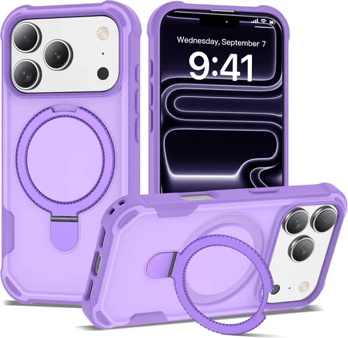 Vista 67 de Funda compatible con iPhone 12 y 12 Pro de 6.1 pulgadas con soporte de anillo magnético [protección militar contra caídas] [compatible con MagSafe]