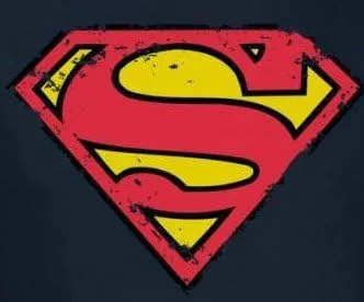 Vista 2 de Superman Adulto playeraDistressed Shield Azul Marino playera