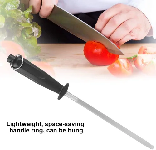 Vista 2 de Varilla de afilar cuchillos de acero inoxidable, barra de acero profesional para afilar cocina con mango ergonómico, diseño antideslizante para #1