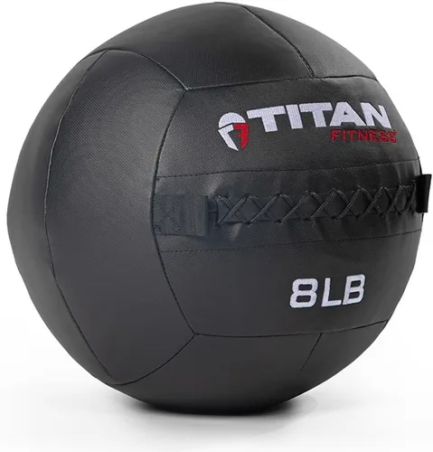 Vista 13 de Titan Fitness LB Soft Shell - Bola de pared medicinal con laminado de policompuesto y textura cruzada, agarre antideslizante para lanzar, fuerza