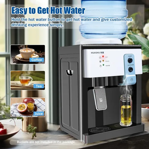 Vista 3 de Enfriador de agua caliente/fría - Dispensador de encimera caliente y fría para botellas de 1-5 galones, 110 V, negro HS-09