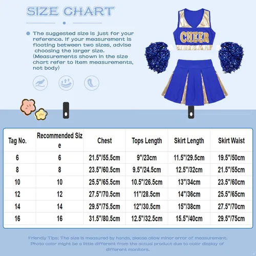 Vista 7 de FEESHOW Disfraz de líder de animadora para niñas, uniforme de animadora, camiseta sin mangas con falda plisada