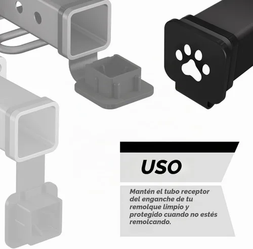 Vista 8 de Cubierta de enganche de remolque de 2 pulgadas con huellas de patas, cubierta de enganche de remolque de remolque, inserción de enchufe, cubierta