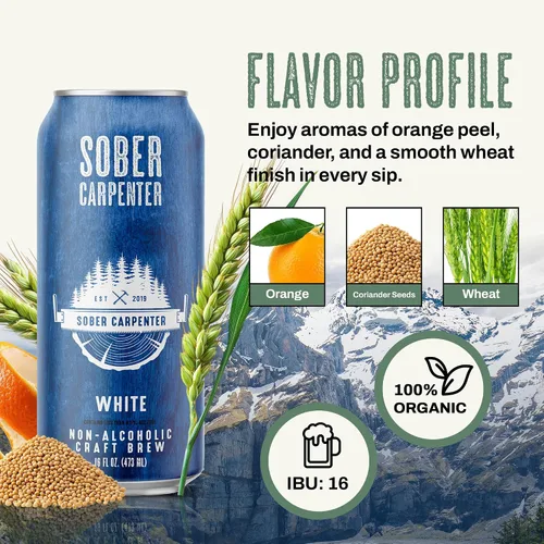 Vista 5 de SOBER CARPENTER - Cerveza sin alcohol de trigo blanco estilo belga, cerveza artesanal para todas las ocasiones, licores sin alcohol y alternativa al