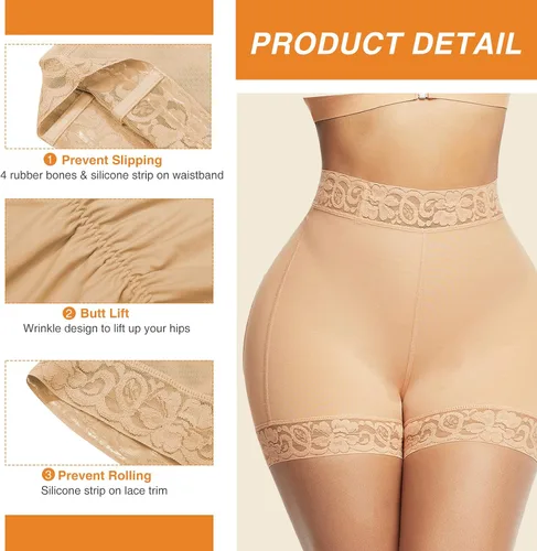 Vista 4 de FeelinGirl Butt Lifter Panties Hip Enhancer Shapewear Tummy Control Body Shaper Faja Shorts