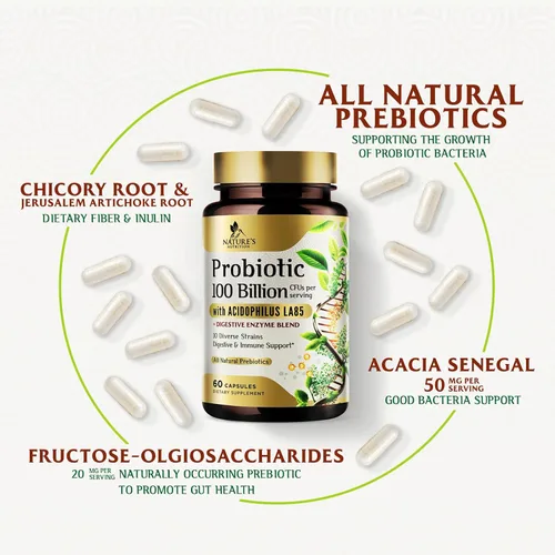 Vista 7 de Probióticos premium – 100 mil millones de UFC por porción – 10 cepas + prebióticos – El mejor suplemento para la salud intestinal para mujeres