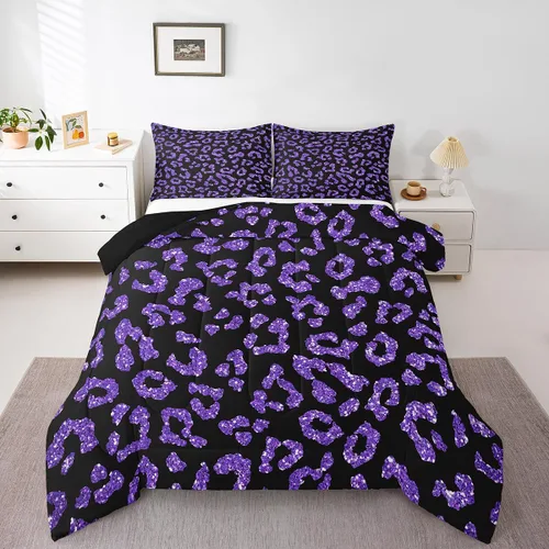 Vista 10 de Erosebridal Juego de edredón rosa para niñas, ropa de cama con estampado de animales para niños y adolescentes, juego de ropa de cama colorido