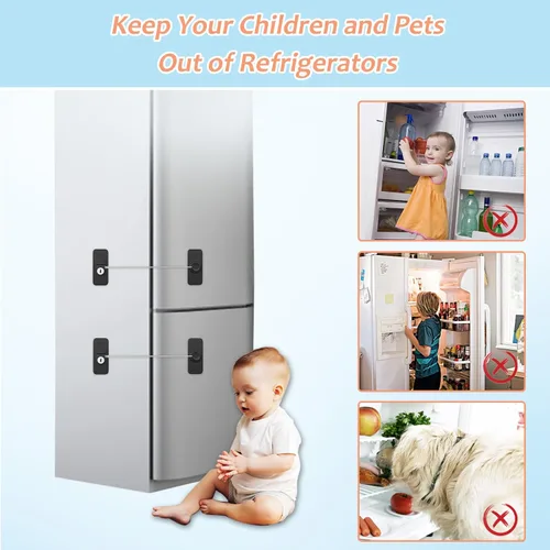 Vista 2 de AOSITE Cerraduras pequeñas para nevera para niños, sin taladro, cerraduras de refrigerador para adultos, cerraduras de armario, cerraduras de Negro