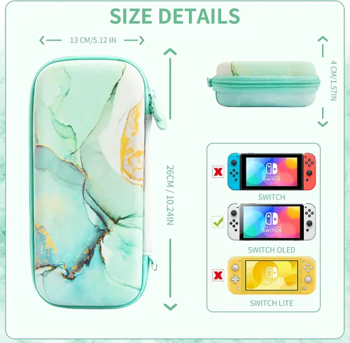 Vista 6 de FUNDIARY Funda de transporte para Nintendo Switch OLED, a prueba de golpes, bolsa de viaje portátil para accesorios con funda protectora de PC