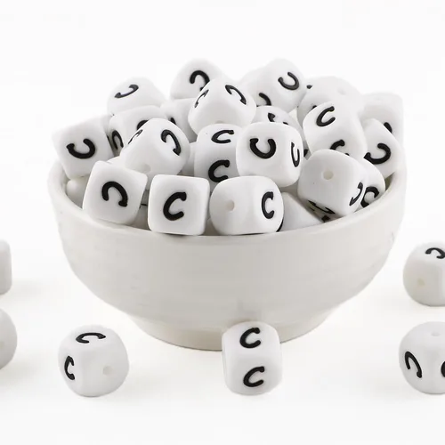 Vista 14 de Cuentas de silicona de corazón cuadrado blanco de 0.472 pulgadas, 20 cuentas de silicona con números de corazón para hacer llaveros, ideal