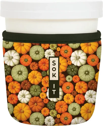 Vista 26 de Sok It IceCreamSok - Funda de neopreno aislada (flores abstractas, pintas de helado cónicas)