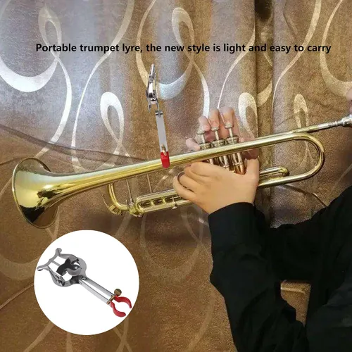 Vista 2 de lovermusic Reemplazo de clip de música con abrazadera de lira de marcha de trompeta plateada para piezas de instrumentos