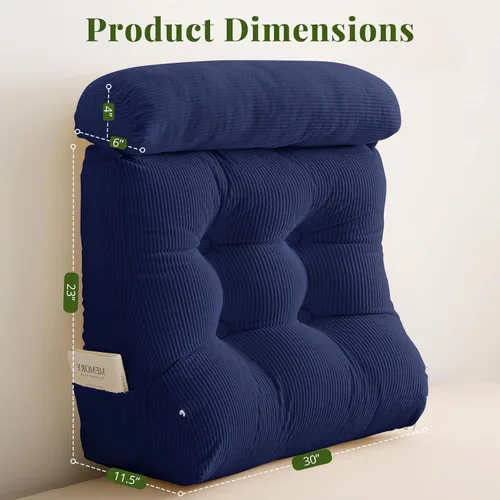 Vista 2 de Sasttie Juego de almohadas de cuña, 2 almohadas de lectura para sentarse, almohada de cuña de cama para dormir, después de una cirugía, reflujo