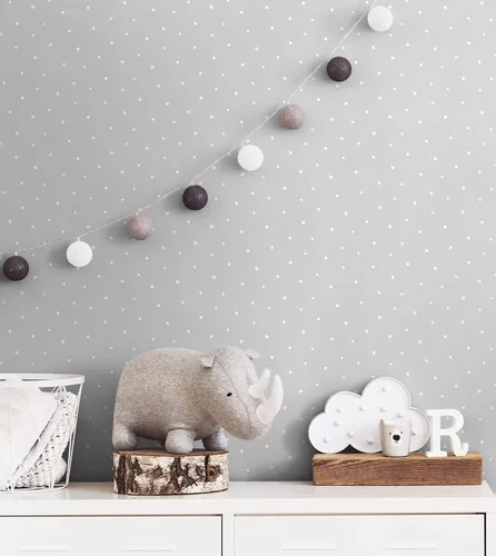 Vista 2 de NextWall Papel tapiz autoadhesivo con lunares (gris)