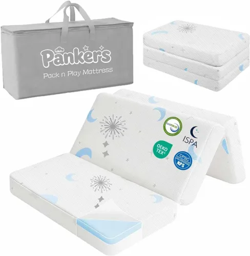 Vista 7 de PanKers Colchón Pack and Play, colchón de espuma viscoelástica prémium de doble cara para bebé, 38 x 26 pulgadas, colchón transpirable para Pack N